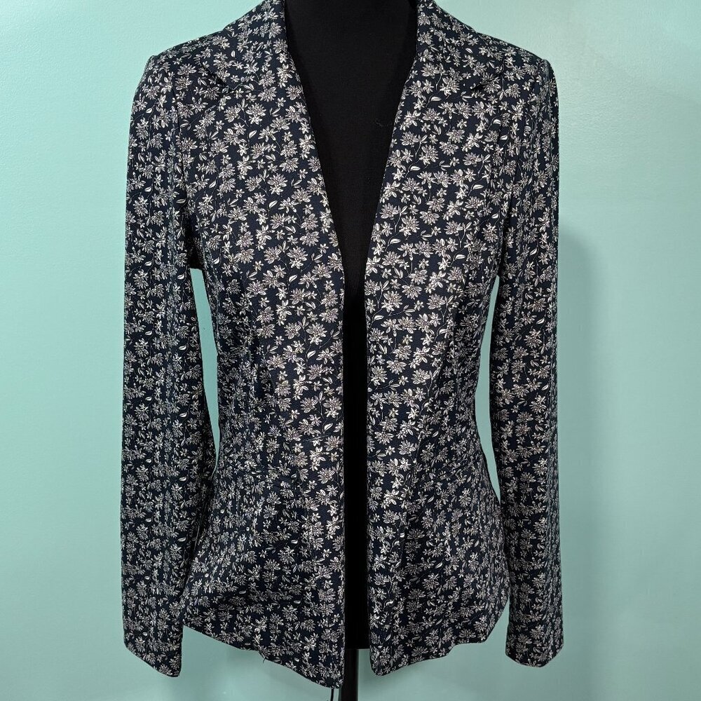Ichi Floral Blazer, Black and White Medium Lot O